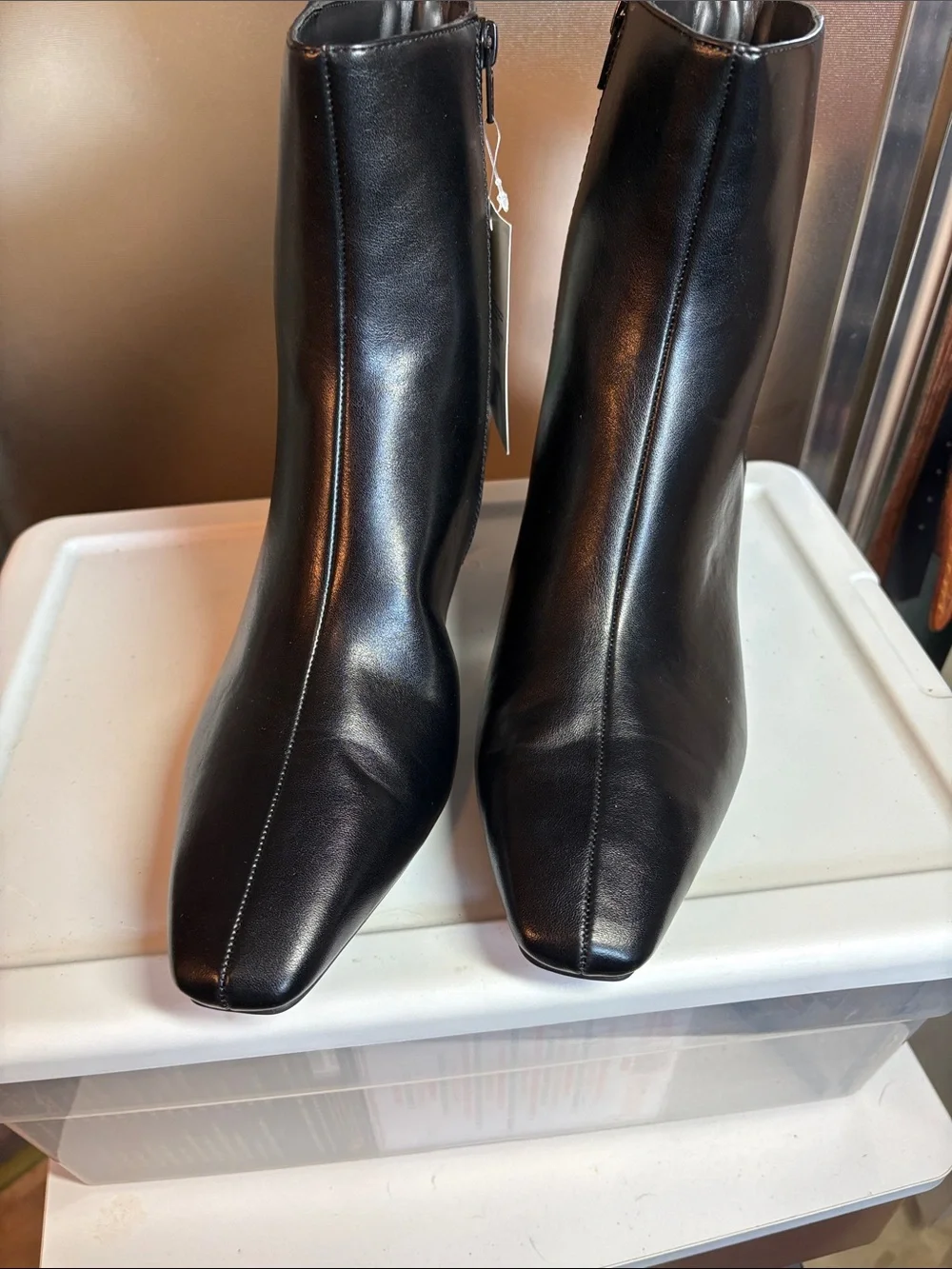 A New Day Black Pointed-Toe Leather Ankle Boots